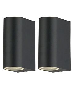 Set of 2 Drayton - Black Outdoor Twin Wall Lights