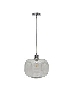 Batley Large - Clear Ribbed Glass with Chrome Pendant Fitting