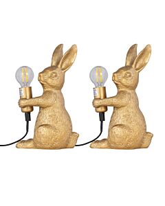 Set of 2 Hop Hop - Gold Bunny Rabbit Lamps