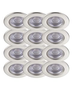 Set of 12 Satin Nickel Fire Rated 6W LED 3000K Recessed Downlights