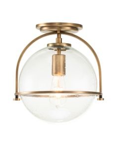 Quintiesse - Somerset - QN-SOMERSET-F-C-HB - Heritage Brass Clear Seeded Glass Flush Ceiling Light