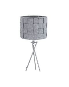 Warner - Chrome Tripod Table Lamp with Grey Pleated Felt Shade