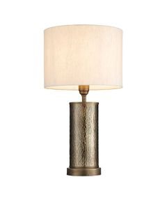 Endon Lighting - Indara - 71591 - Hammered Bronze Natural Table Lamp With Shade