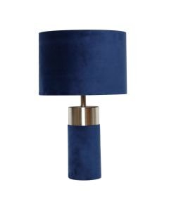Navy Blue Velvet with Satin Chrome Detail Table Lamp