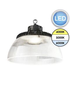 Saxby Lighting - AltumPRO CCT - 111662 & 111665 - LED Black Prismatic IP65 Polycarbonate Shade Ceiling Pendant Light