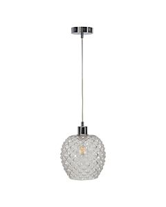 Baine - Clear Textured Glass with Chrome Pendant Fitting
