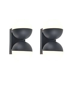 Set of 2 Looma - LED Dark Grey Opal 2 Light IP54 Outdoor Wall Washer Lights