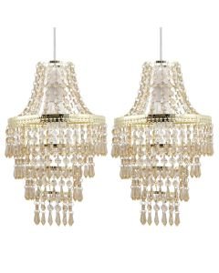 Set of 2 Gold Tiered Chandelier Style Light Shades