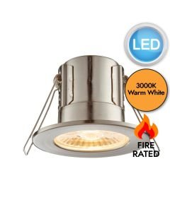 Saxby Lighting - ShieldECO 800 - 74709 - LED Satin Nickel Clear IP65 3000k Bathroom Recessed Fire Rated Ceiling Downlight