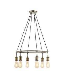 Endon Lighting - Hal - 99914 - Antique Brass 6 Light Ceiling Pendant Light