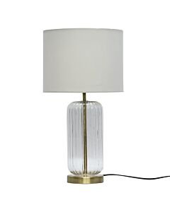 Walpole - Clear Fluted Glass and Antique Brass 49cm Table Lamp with Ivory Fabric Shade