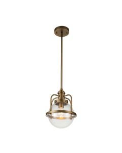 Quintiesse - Triocent - QN-TRIOCENT-P-NBR - Natural Brass Clear Seeded Glass IP44 Bathroom Ceiling Pendant Light