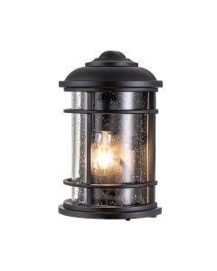 Feiss Lighting - Lighthouse - FE-LIGHTHOUSE-7-BLK - Black Clear Seeded Glass IP44 Outdoor Half Lantern Wall Light
