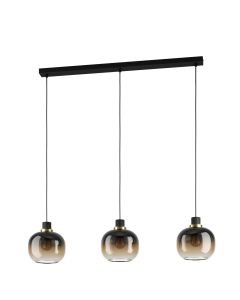Eglo Lighting - Oilella - 99615 - Black Brass Clear Glass 3 Light Bar Ceiling Pendant Light