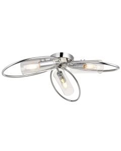 Endon Lighting - Amari - 96833 - Chrome Clear Glass 3 Light Flush Ceiling Light
