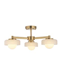 Endon Lighting - Boss - 120631 - Aged Brass Opal Frosted Glass 3 Light Flush Ceiling Light