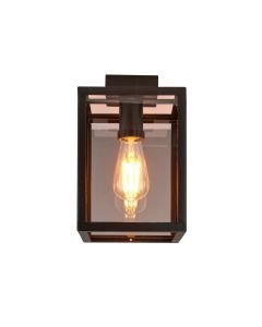 London - Black with Clear Glass IP44 Bathroom or Porch Ceiling Flush Light