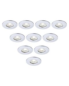 Saxby Lighting - Set of 10 Saxby ShieldONE 65 - 113285 & 113321 - Silver IP65 Fixed Bathroom Recessed Fire Rated Ceiling Downlights