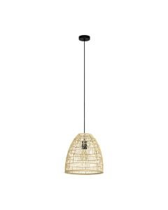 Eglo Lighting - Ayesgarth - 43866 - Black Natural Wood Ceiling Pendant Light