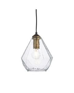 Endon Lighting - Ebbe - 95462 - Antique Gold Clear Glass Ceiling Pendant Light