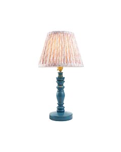 Endon Lighting - Bibury & Leaf 20cm - 115087 - Blue Aged Brass Peach Table Lamp With Shade