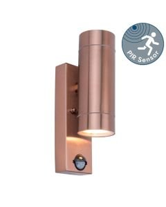 Lutec - Rado - 5510809306 - Copper Clear Glass 2 Light IP44 Outdoor Sensor Wall Light