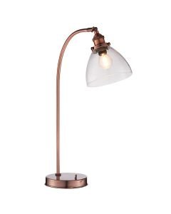 Endon Lighting - Hansen - 77861 - Aged Copper Clear Glass Task Table Lamp