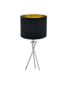 Sundance - Chrome Tripod Table Lamp with Black Pleated Velvet Shade