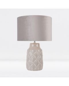Peacock Glazed Ceramic Lamp with Grey Velour Shade