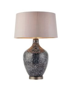 Endon Lighting - Ilsa - 79842 - Nickel Grey Glass Mink Table Lamp With Shade