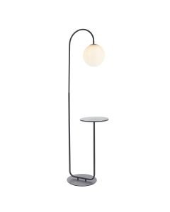 Cliveden - Satin Black & Glass Floor Lamp with Table
