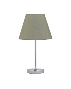 Chrome Stick Table Lamp with Sage Green Fabric Shade
