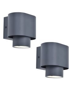 Set of 2 Cypres - Dark Grey Clear Glass IP44 Outdoor Wall Washer Lights