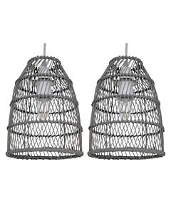 Set of 2 Bamboo - Grey Bamboo Easy Fit Pendant Shades