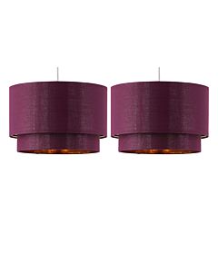 Set of 2 Kozy - Burgundy and Gold 30cm Pendant Shades