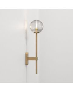 Astro Lighting - Tacoma Single Grande 1429009 & 5036003 - IP44 Antique Brass Wall Light with Clear Ribbed Glass Shade
