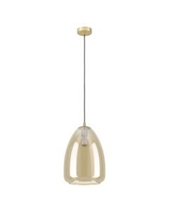 Eglo Lighting - Alobrase - 98647 - Brushed Brass Amber Glass Ceiling Pendant Light