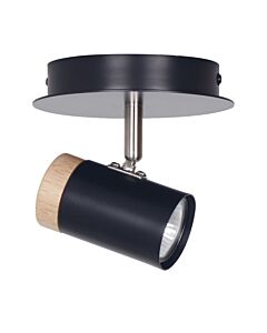 Stratton - Black with Wood Detail Single Spotlight