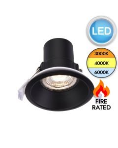 Saxby Lighting - ShieldECO CCT - 101343 - LED Black Clear IP65 Anti Glare Bathroom Recessed Fire Rated Ceiling Downlight
