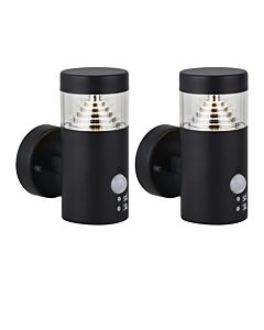 Set of 2 Pyramid - Black LED Outdoor Motion Sensor Wall Lights