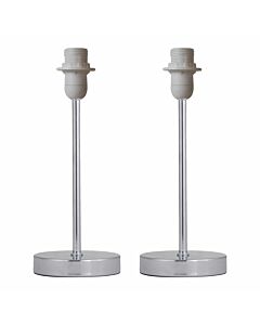 Set of 2 Chrome Stick Table Lamps Base Only