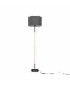 Kyrie - Charcoal Grey with Wood Floor Lamp