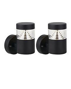 Set of 2 Pyramid - Black LED Outdoor Wall Lights