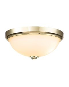 Feiss Lighting - Malibu - FE-MALIBU-F-BATH-PB - Brass Opal Glass 2 Light IP44 Bathroom Ceiling Flush Light
