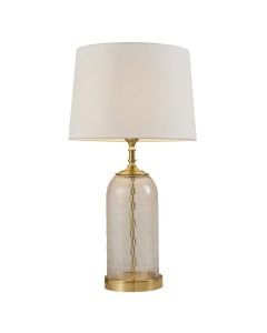 Endon Lighting - Wistow - 91213 - Solid Brass Clear Crystal Glass Vintage White Table Lamp With Shade