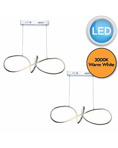 Set of 2 Trinity - Curved Arms LED Semi Flush Ceiling Lights