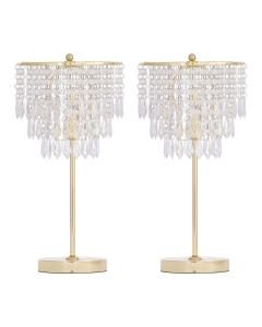 Set of 2 Cascada - Gold and Acrylic Crystal Jewelled Table Lamps