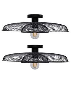 Set of 2 Cassidy - Black Metal Wire Layered Flush Ceiling Lights