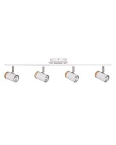 Stratton - White with Wood Detail Four Way Spotlight