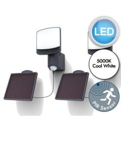 Set of 2 Sunshine - 7W LED Grey Opal IP54 Solar Outdoor Sensor Floodlights
